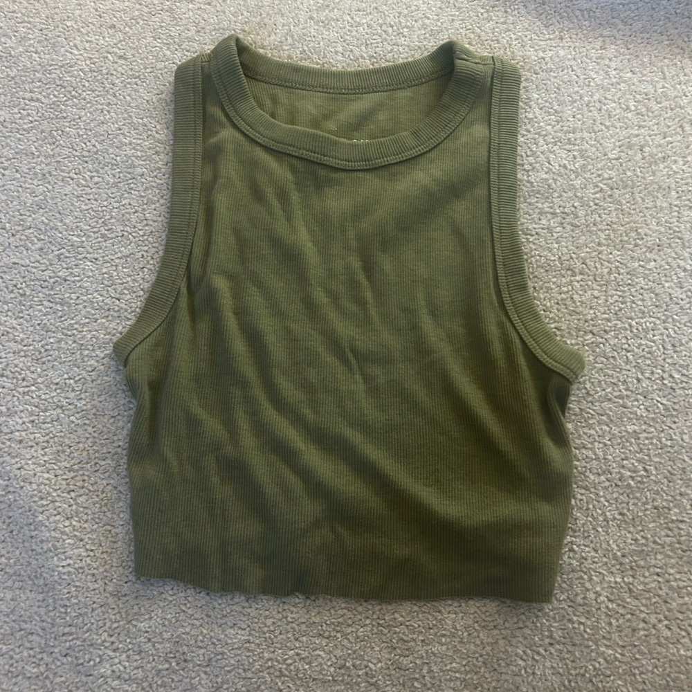 a new day Olive Green Ribbed Tank Top